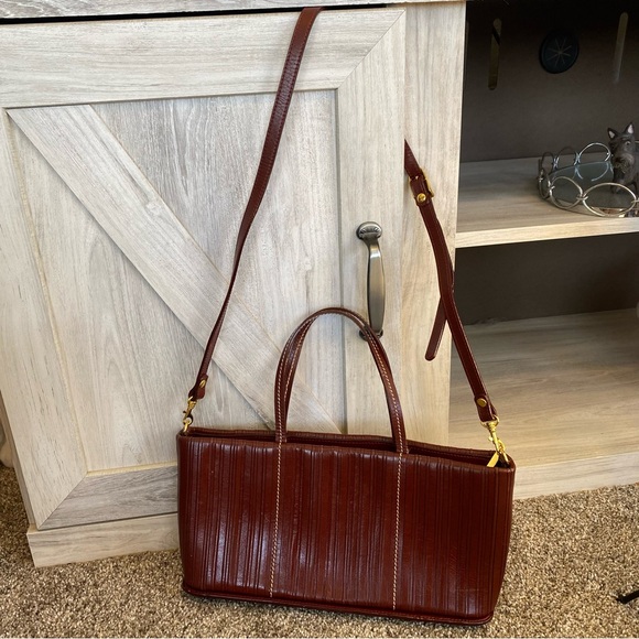 Vintage CEM Brown Leather 80's/90's Shoulder Handled Crossbody Handbag - Picture 7 of 14